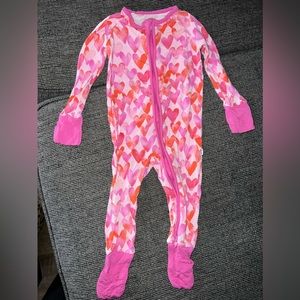 Little Sleepies Pink Watercolor Hearts 3-6 Months GUC